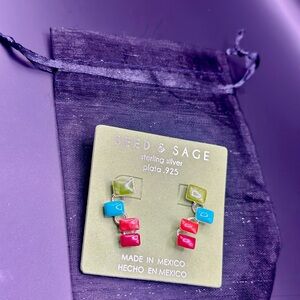 Multicolor 925 Sterling Silver Earrings made in Mexico